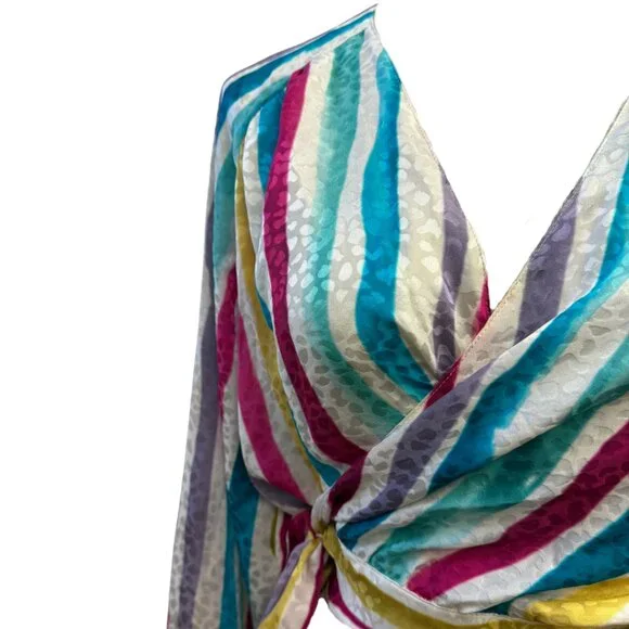 Art dealer Colorful Striped Long Sleeve Blouse